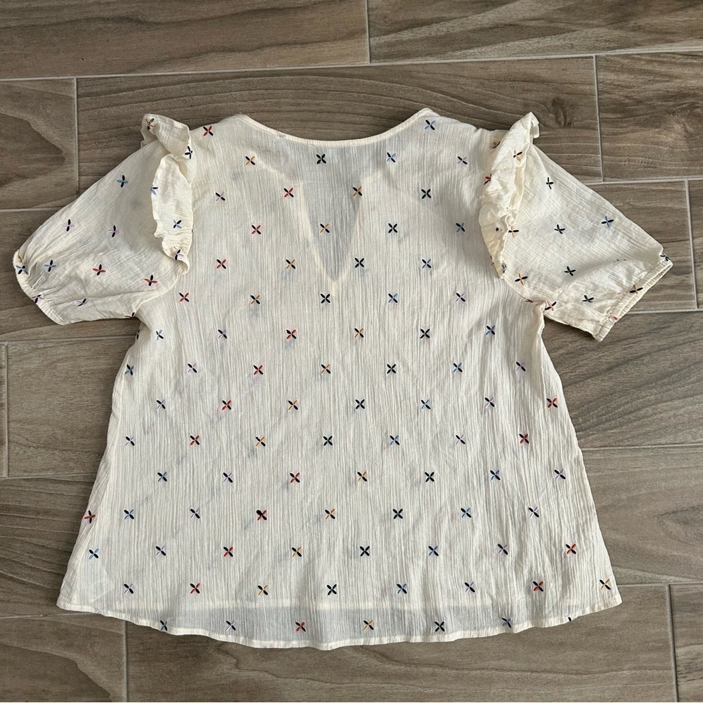 Madewell Gazebo Embroidered Semi Sheer Top | Size M - Picture 4 of 7